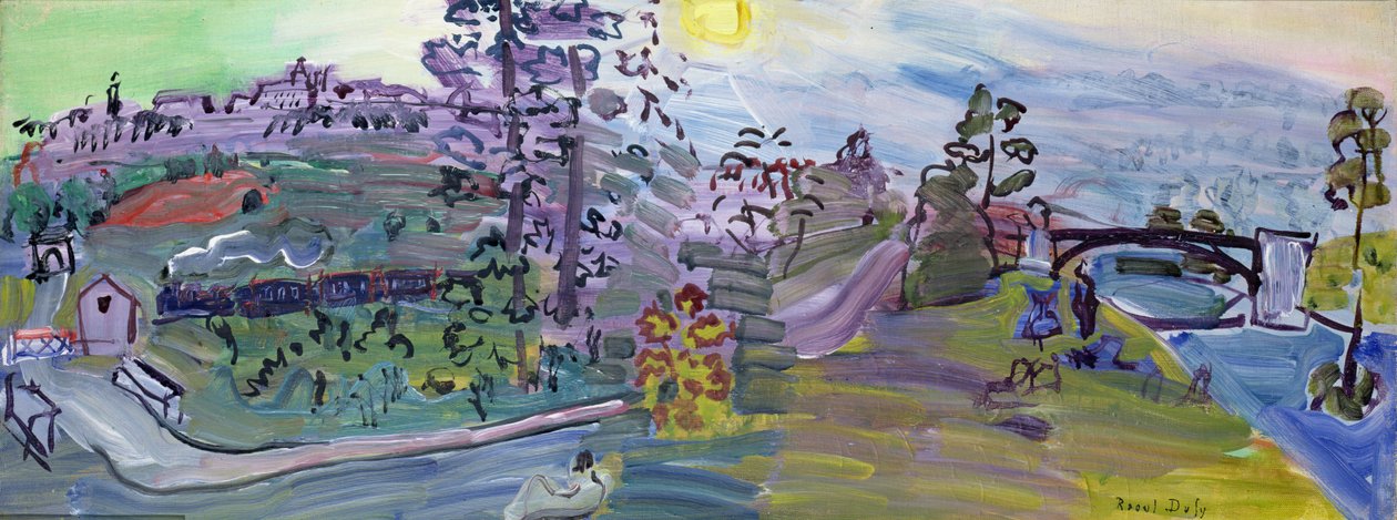 Maisema Langresissa, n.1933 (öljy kankaalle). tekijältä Raoul Dufy
