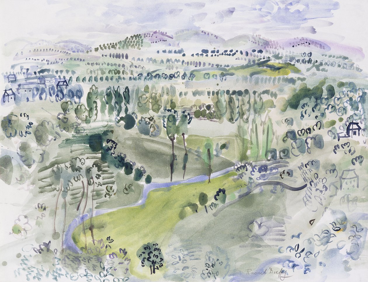 Auvergnen maisema tekijältä Raoul Dufy