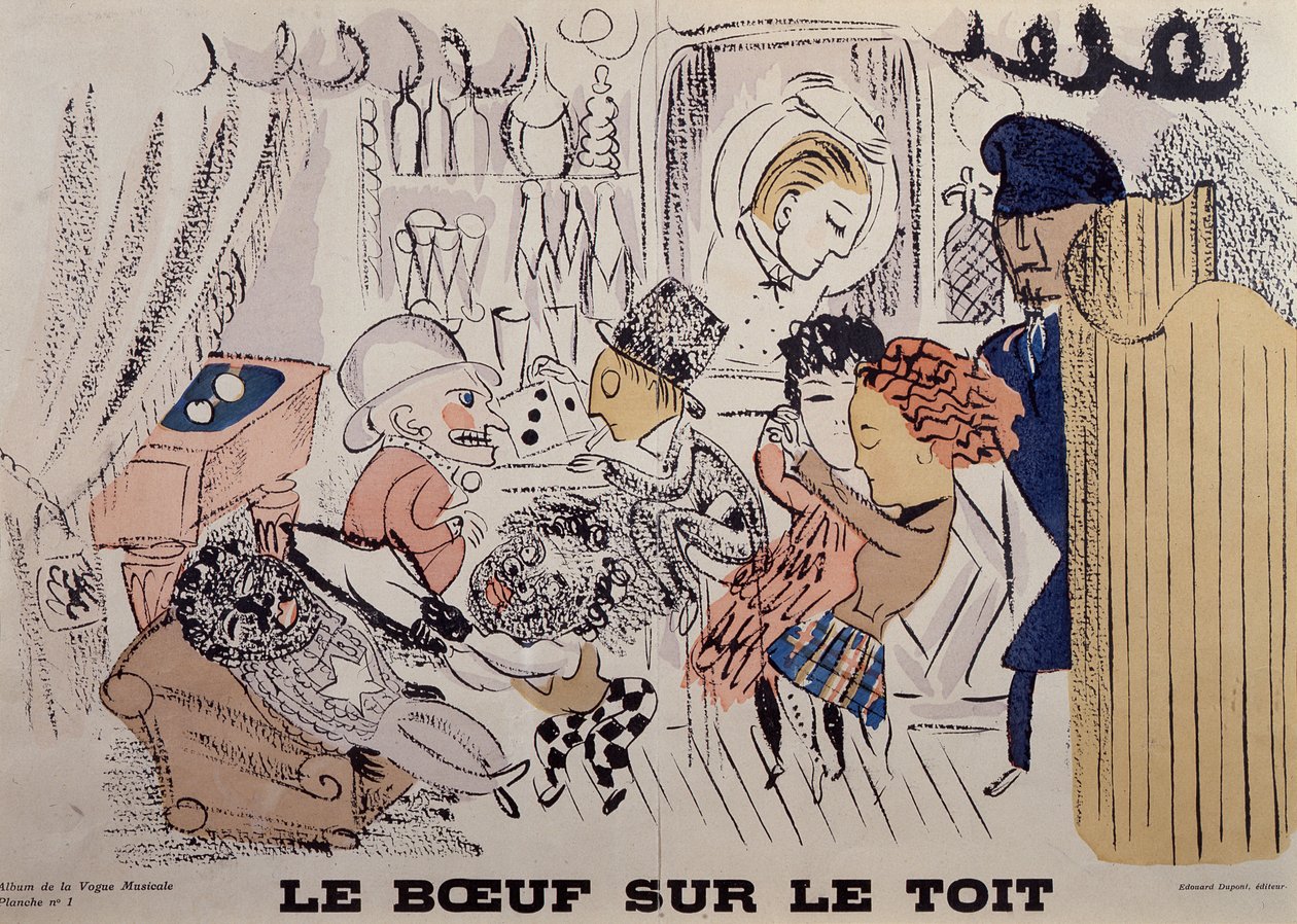 Le Boeuf sur le Toit, kuvitus La Vogue Musicalen ensimmäisestä numerosta. tekijältä Raoul Dufy