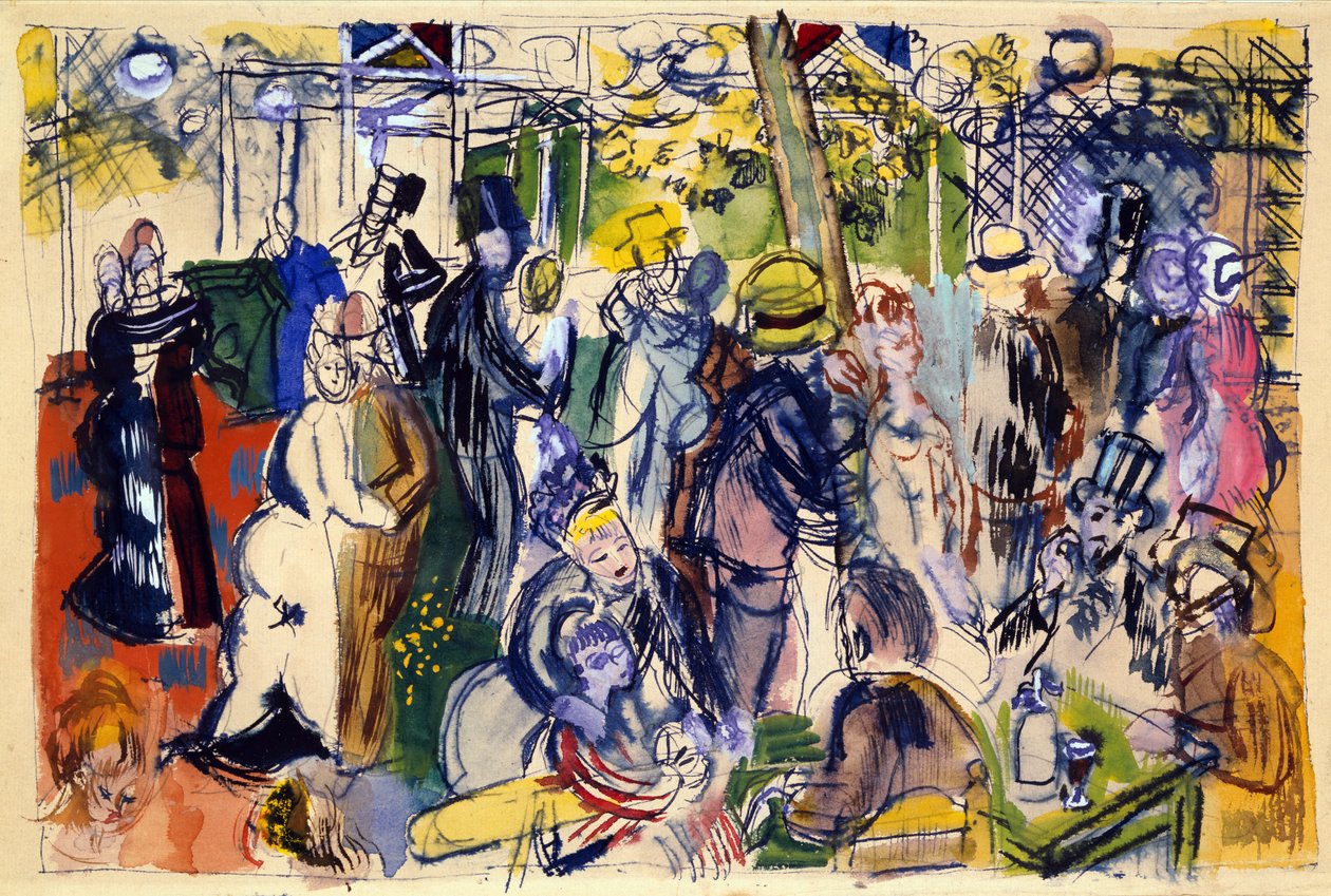 Le Moulin de la Galette (akvarelli, kynä ja muste) tekijältä Raoul Dufy