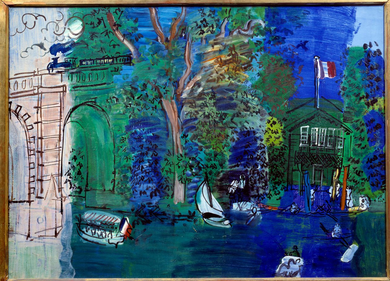 Nogent, Vaaleanpunainen silta ja rautatiet tekijältä Raoul Dufy