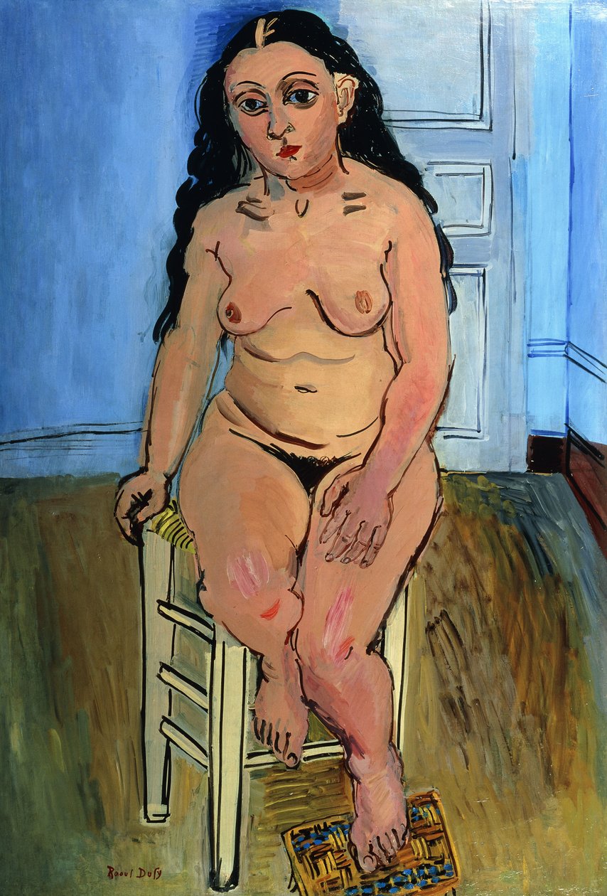 Alaston nainen jakkaralla tekijältä Raoul Dufy