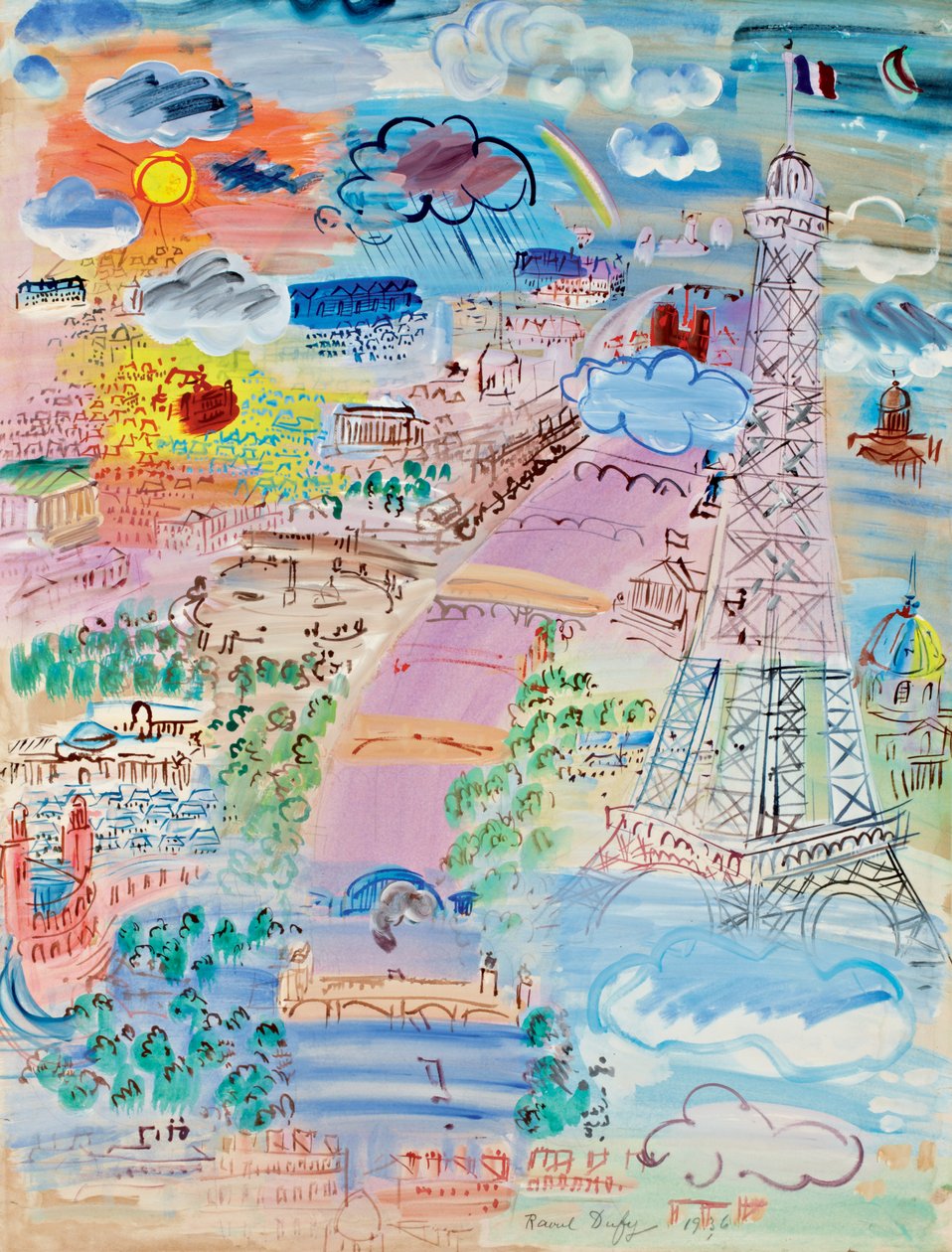 Pariisi ja Eiffel-torni tekijältä Raoul Dufy