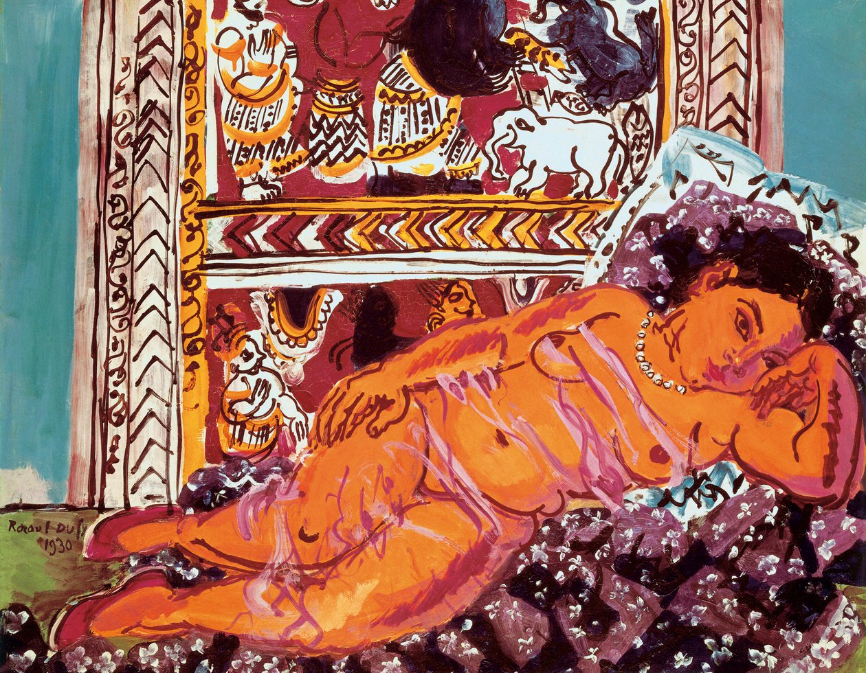 Raoul Dufyn (1877-1953) maalaus "Makuuasennossa oleva alaston". tekijältä Raoul Dufy