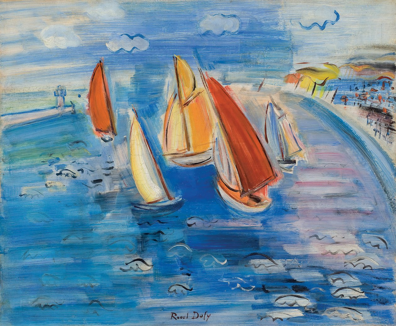 Regatta Sainte-Adresseissa; Regates a Sainte-Adresse, noin 1930 (öljy kankaalle). tekijältä Raoul Dufy