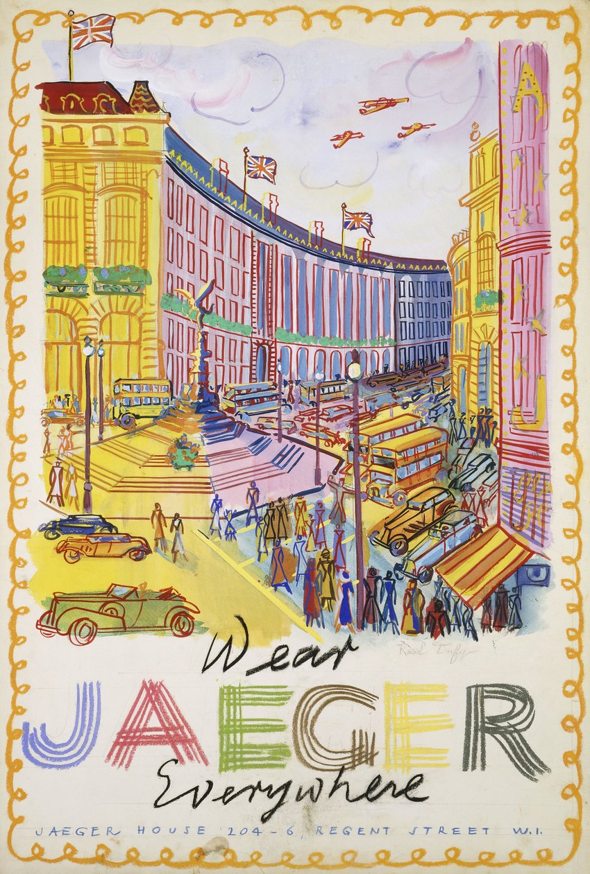 Regent Street, noin 1936 (guassi paperille). tekijältä Raoul Dufy