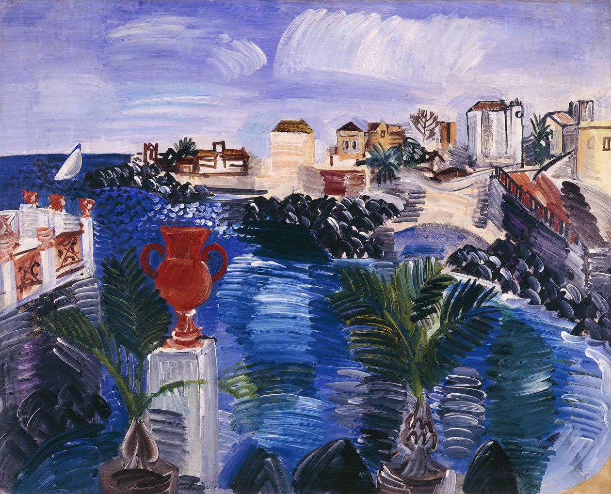 Sisilialainen maaseutu; Paysage de Sicile, noin 1922-23 (öljy kankaalle) tekijältä Raoul Dufy