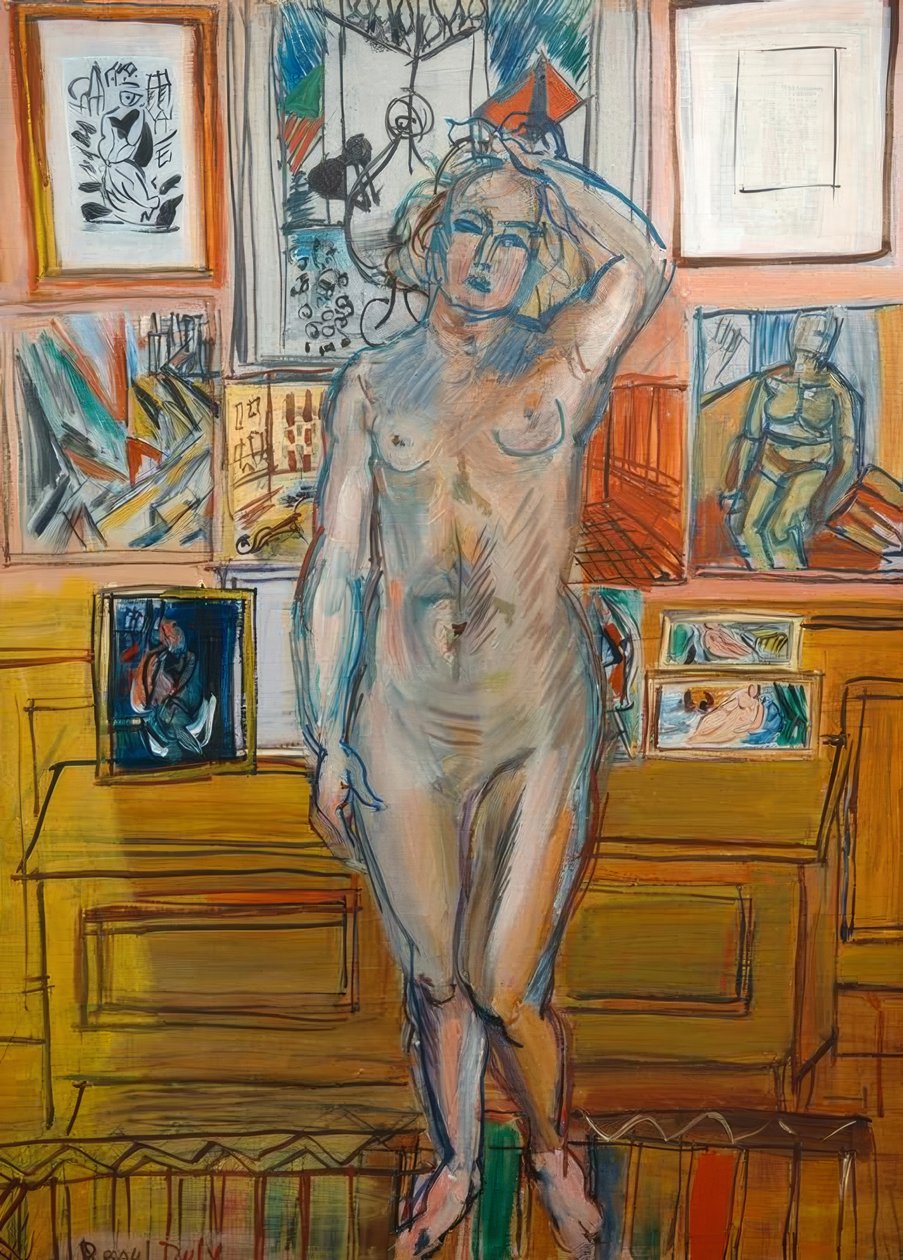 Seisoo alasti maalausten päällä tekijältä Raoul Dufy