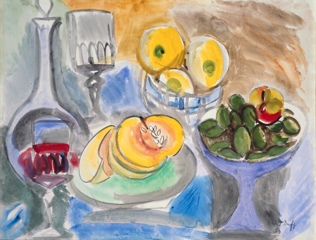 Asetelma, noin 1923 (vesiväri paperille) tekijältä Raoul Dufy