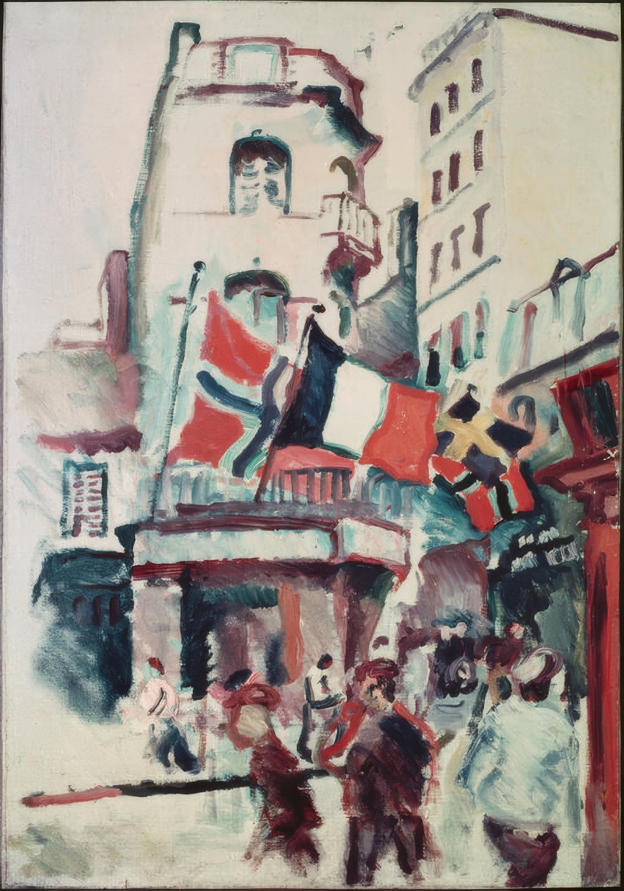 Katu lippujen kanssa tekijältä Raoul Dufy
