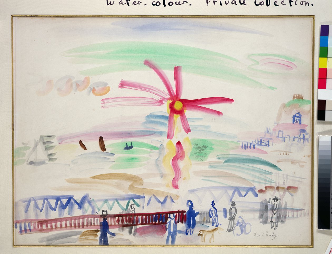 Auringonlasku Sainte-Adresseissa, noin 1924 (vesiväri paperille). tekijältä Raoul Dufy