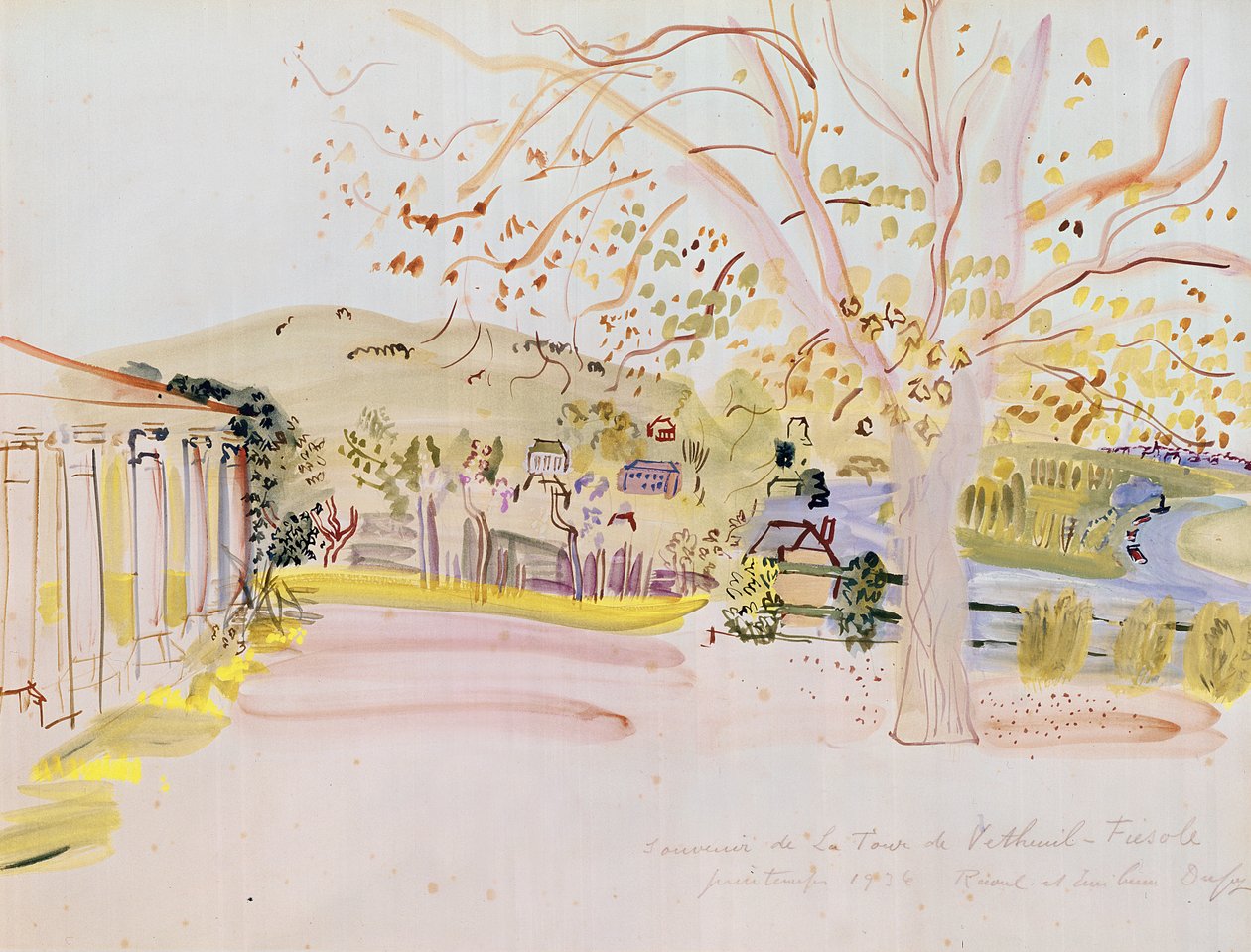 Vétheuilin terassi (akvarelli paperille) tekijältä Raoul Dufy