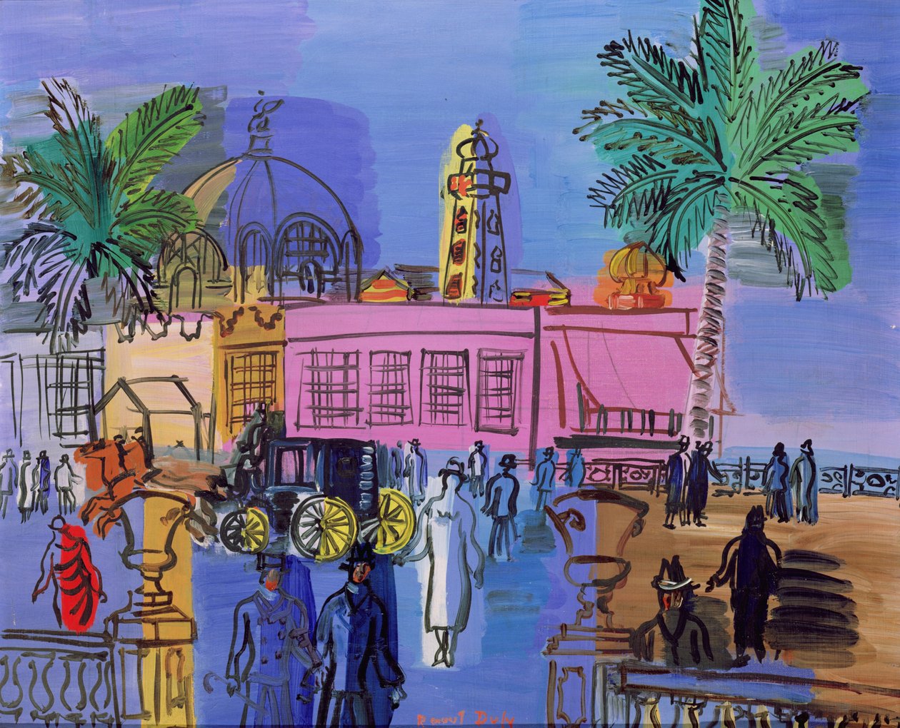 Kasino laiturilla, Nizza, n.1926 (öljy kankaalle). tekijältä Raoul Dufy