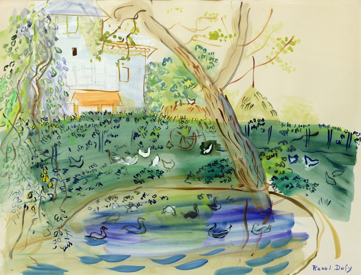 Ankkalampi (akvarelli paperille) tekijältä Raoul Dufy