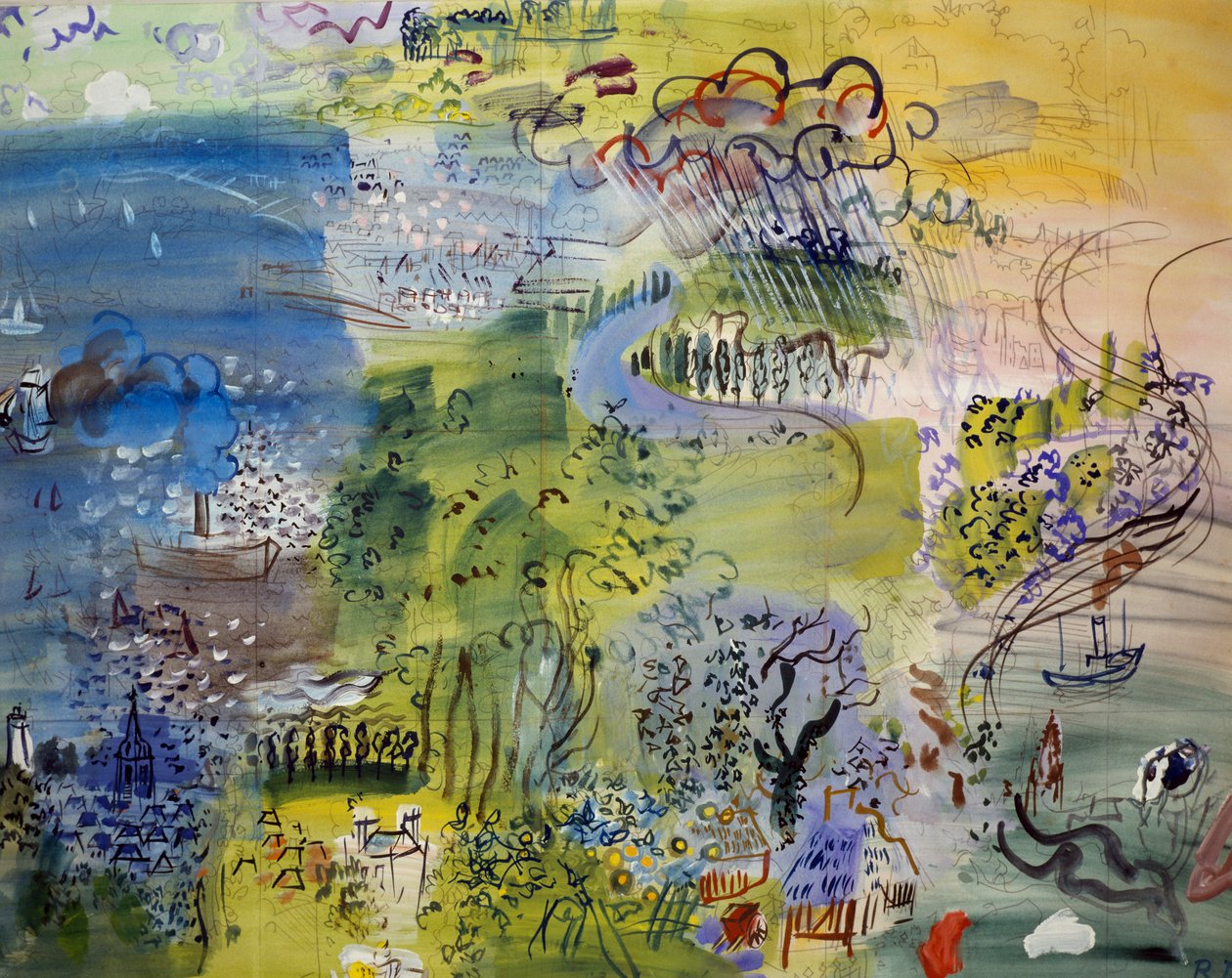 Raoul Dufyn (1877-1953) akvarelli "Sähkökeiju". Ranska, 1900-luku. tekijältä Raoul Dufy