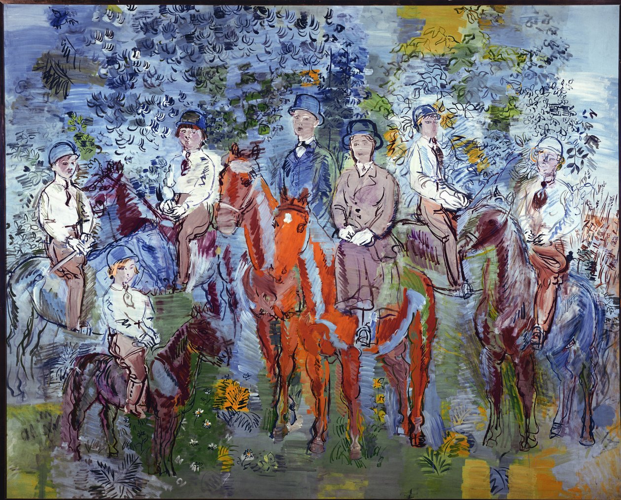 Ratsumiehet metsässä eli Kesslerin perhe hevosen selässä tekijältä Raoul Dufy