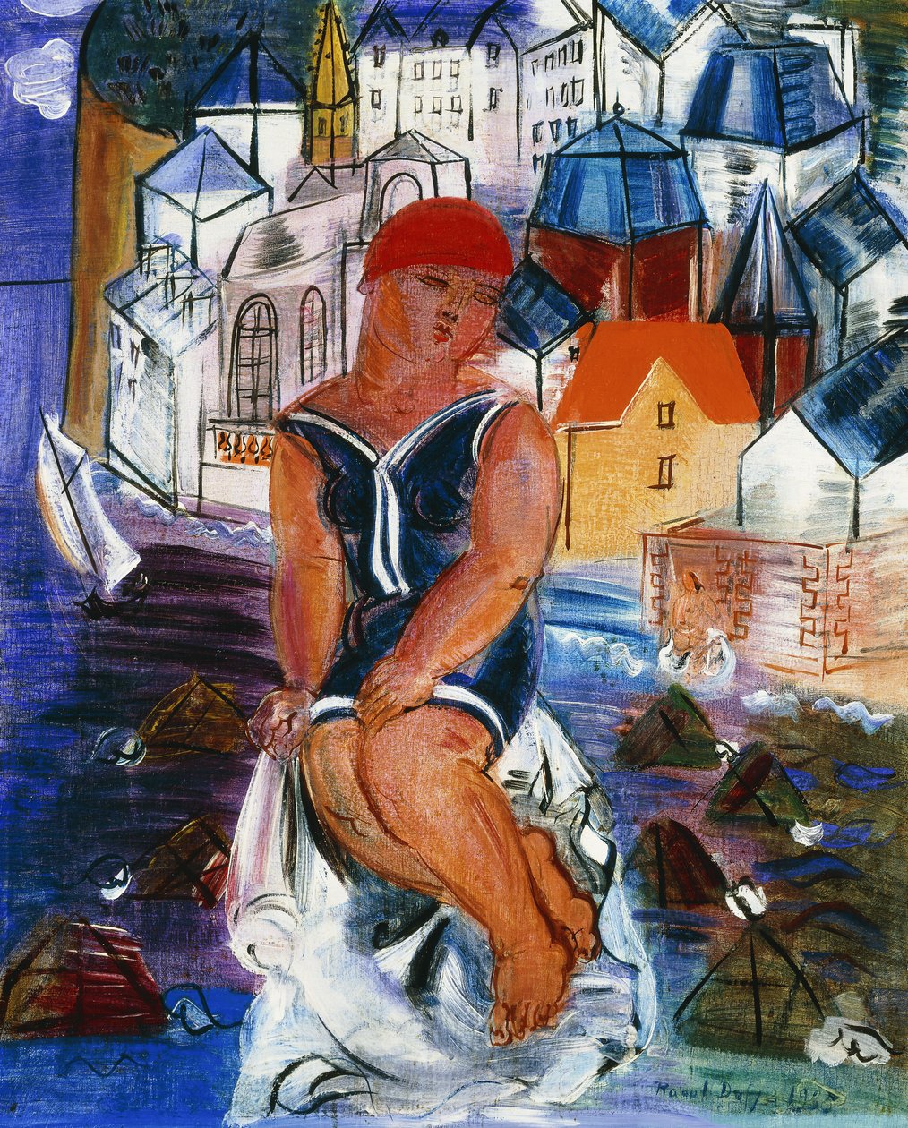 Pieni kylpijä Saint-Adresseissa; La Petite Baigneuse a Saint-Adresse tekijältä Raoul Dufy