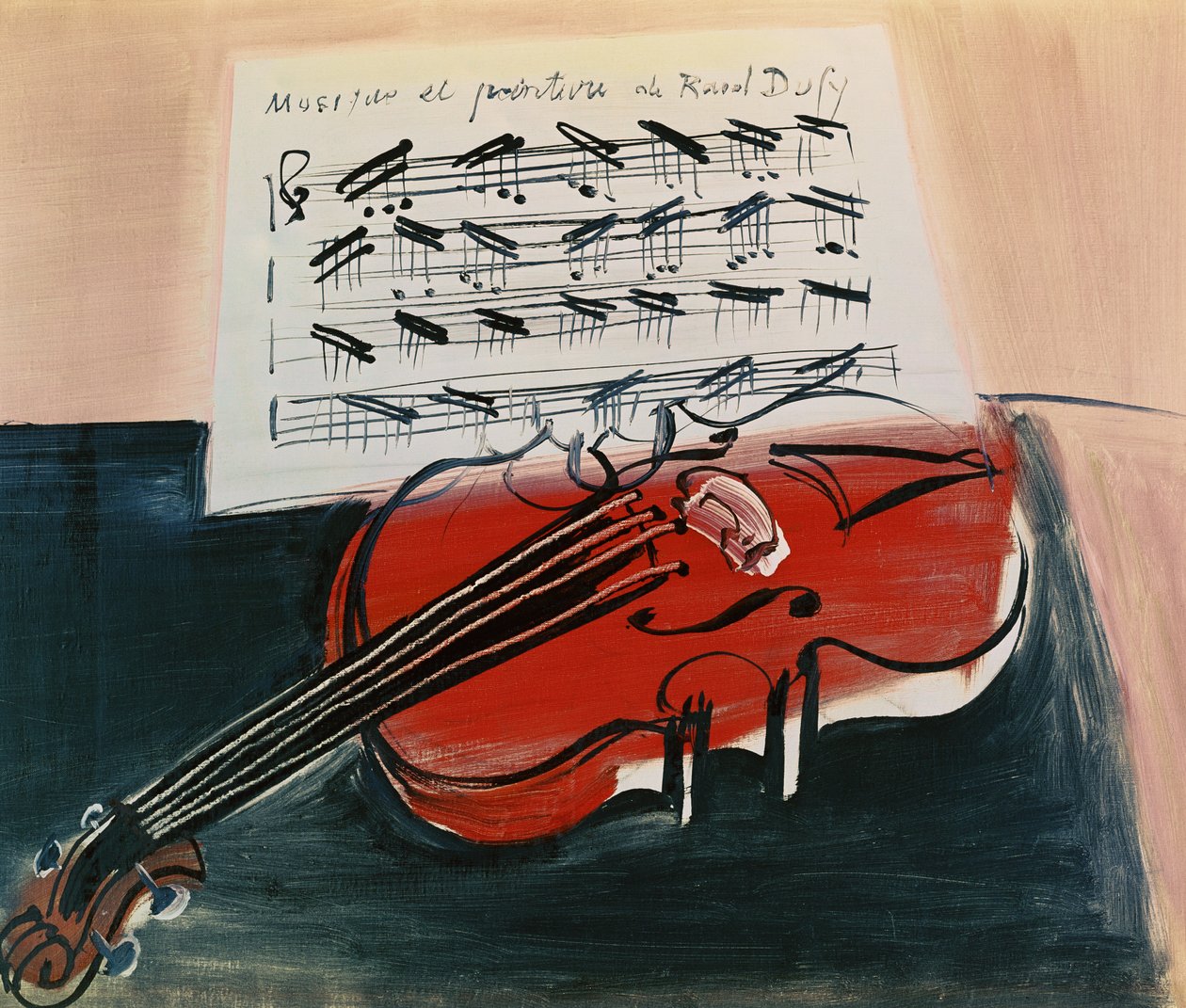 Punainen viulu, noin 1948 (öljy kankaalle) tekijältä Raoul Dufy