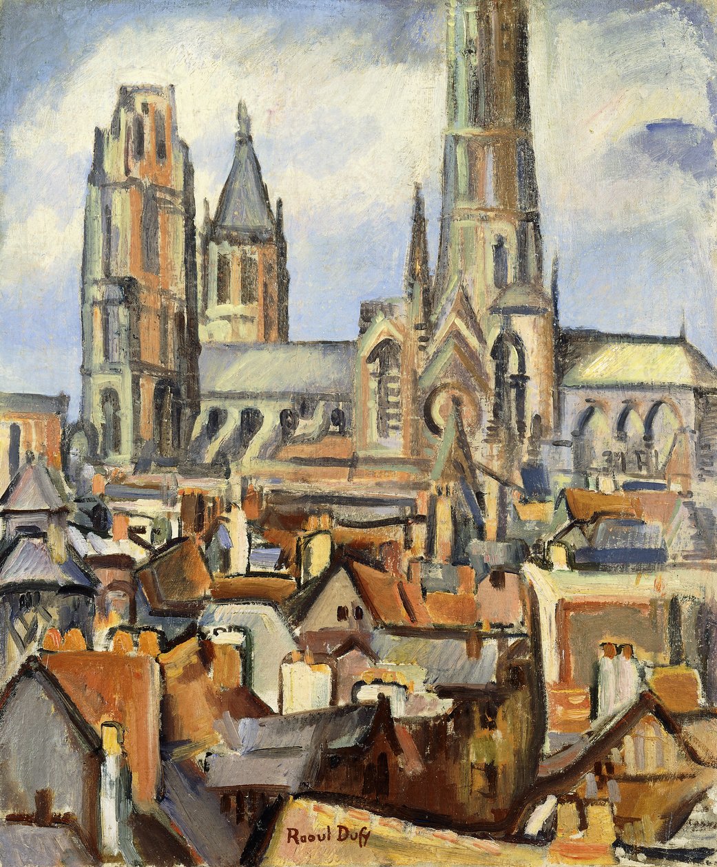 Rouenin katot; Les Toits de Rouen, noin 1902-03 (öljy kankaalle) tekijältä Raoul Dufy