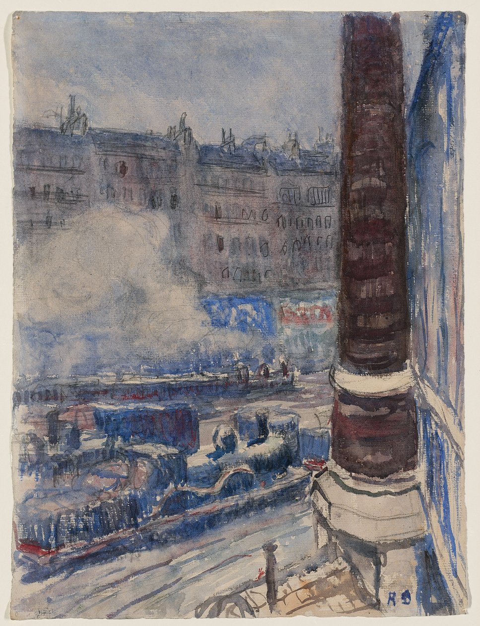 Saint-Lazaren rautatieasema, noin 1903 (vesiväri ja lyijykynä paperille). tekijältä Raoul Dufy