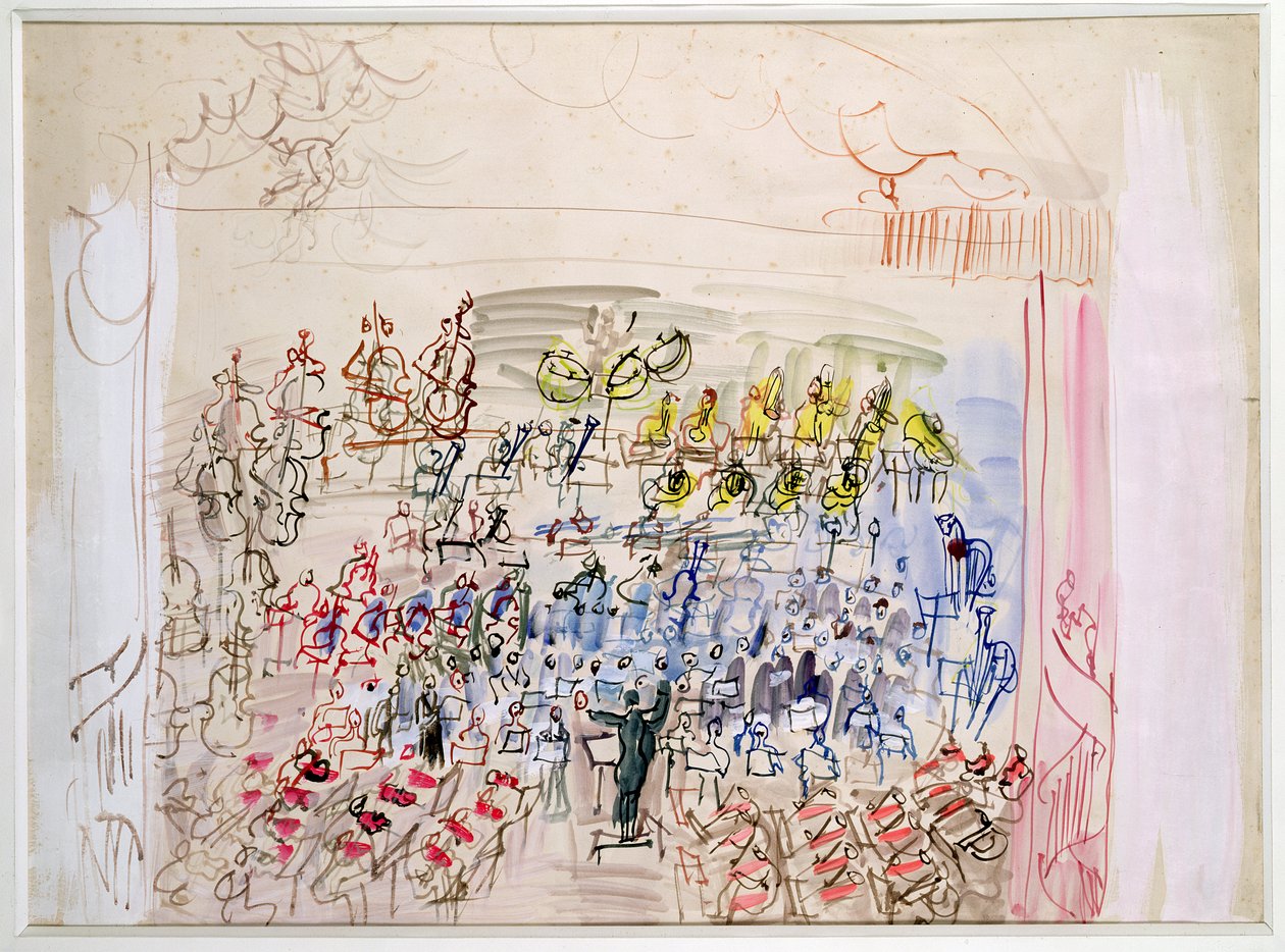 Sinfoniaorkesteri (vesiväri paperille) tekijältä Raoul Dufy