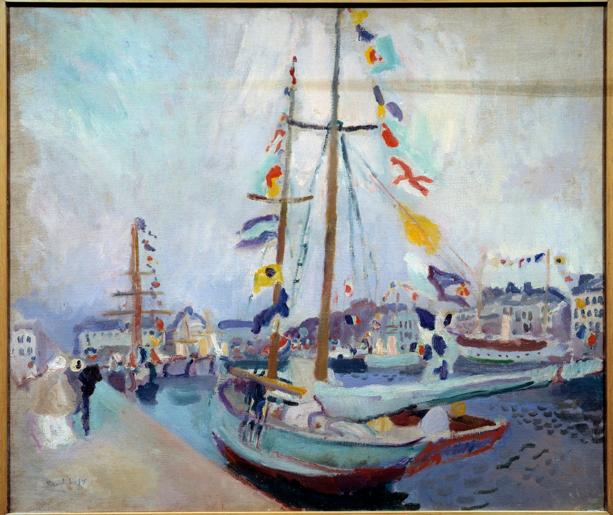 Le Havren lipun alla purjehtiva jahti tekijältä Raoul Dufy