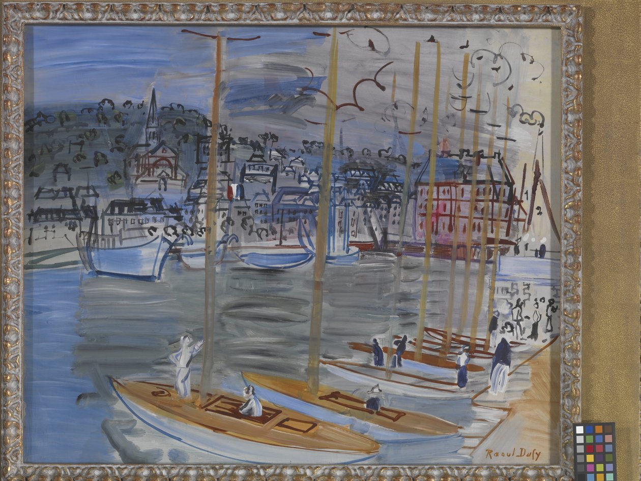 Jahdit Deauvillen satamassa (öljy kankaalle) tekijältä Raoul Dufy