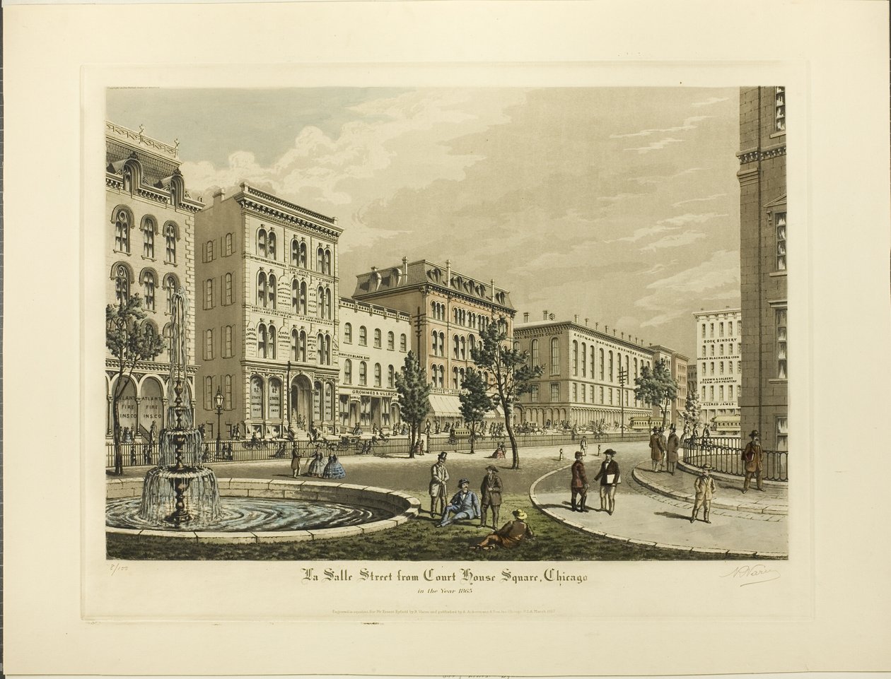 La Salle Street Chicagon Court House Squarelta vuonna 1865 tekijältä Raoul Varin