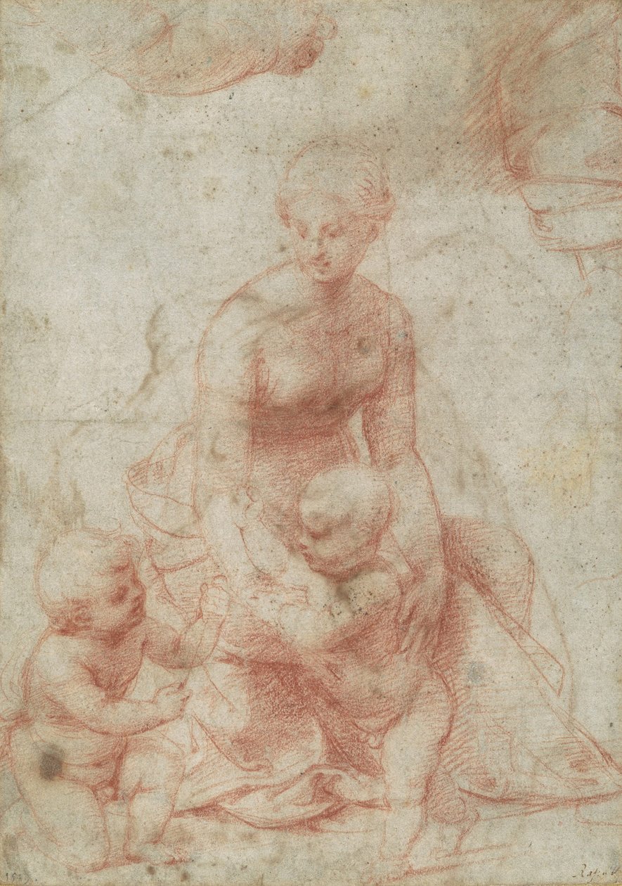 Madonna ja lapsi vauvan kanssa Pyhä Johannes Kastaja, n. 1506-7 tekijältä Raffaello Sanzio Raphael