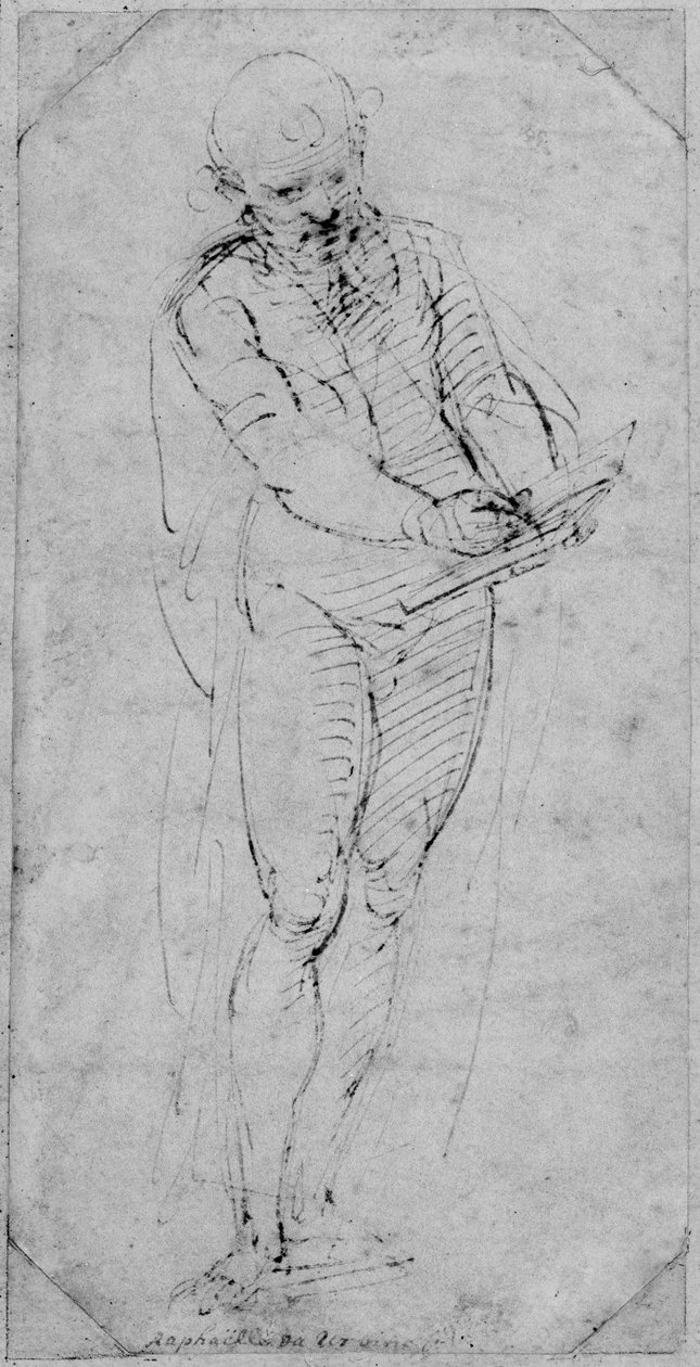 Recto: Mies kirjoittaa kirjaan, WA1846.167 tekijältä Raffaello Sanzio Raphael