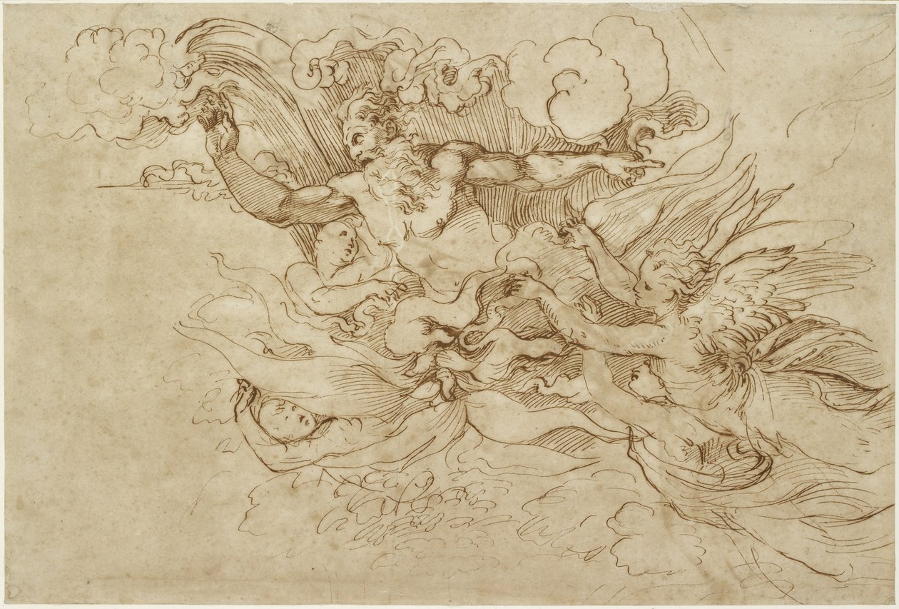 Recto: Tutkimus Jumalan ilmestymisestä Moosekselle, WA1846.138 tekijältä Raffaello Sanzio Raphael