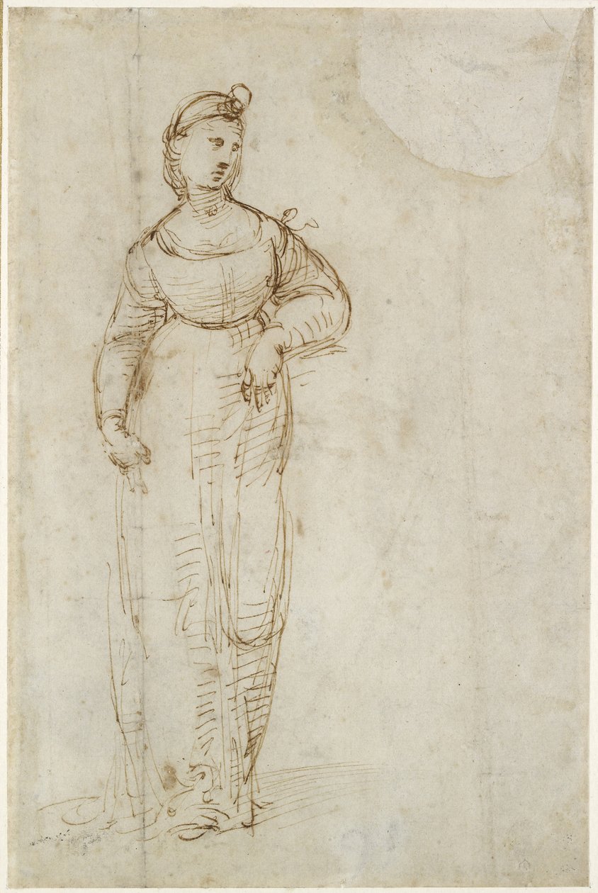 Recto: Study for St Catherine, WA1846.168 tekijältä Raffaello Sanzio Raphael