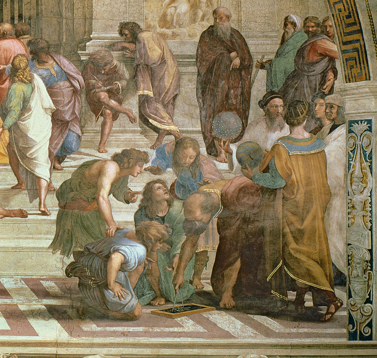 Ateenan koulu, Stanza della Segnatura, 1510–1511 (yksityiskohta 472:sta) tekijältä Raffaello Sanzio Raphael