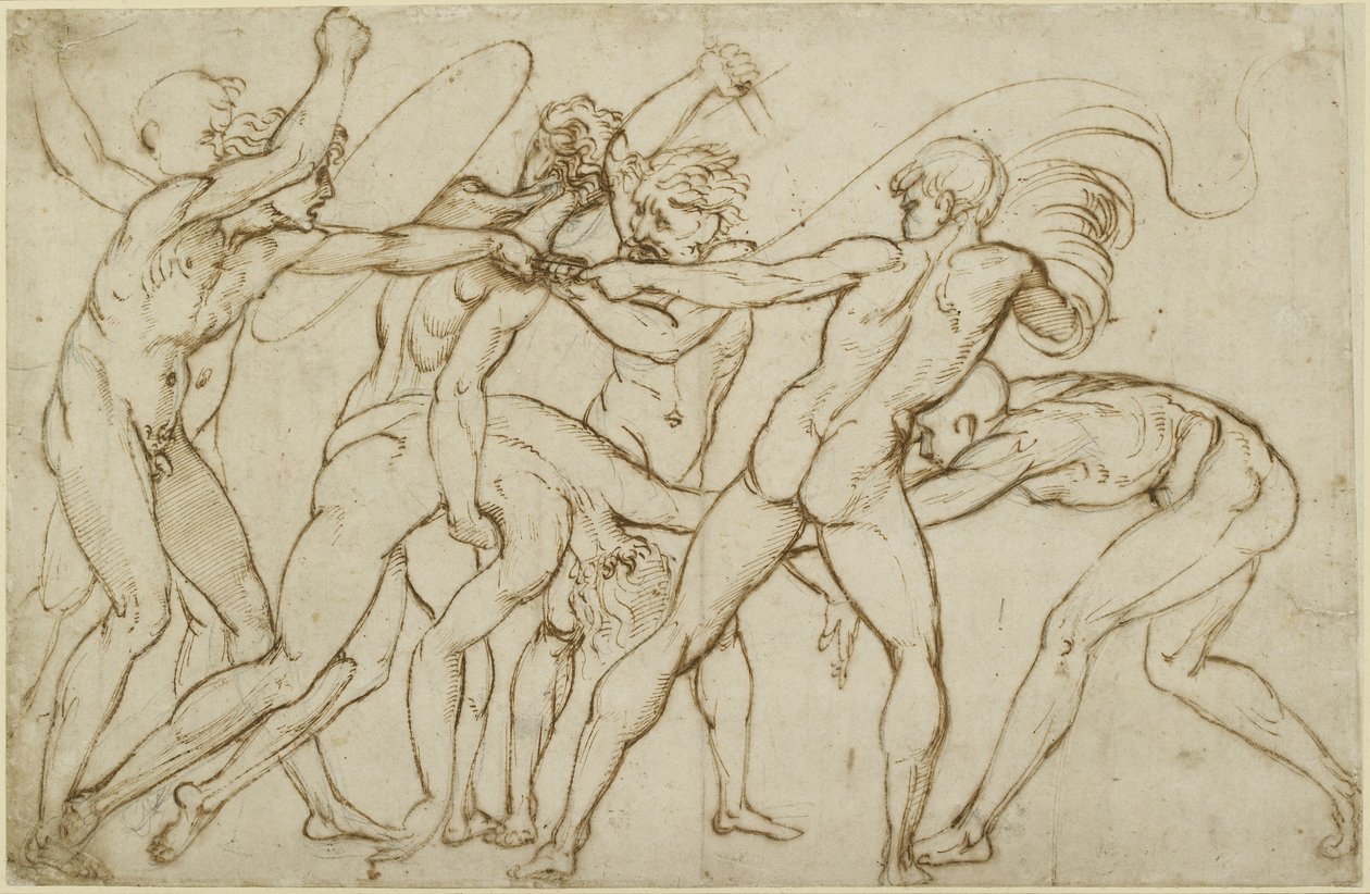 Seitsemän alastonsoturia taistelevat standardista, WA1846.178 tekijältä Raffaello Sanzio Raphael