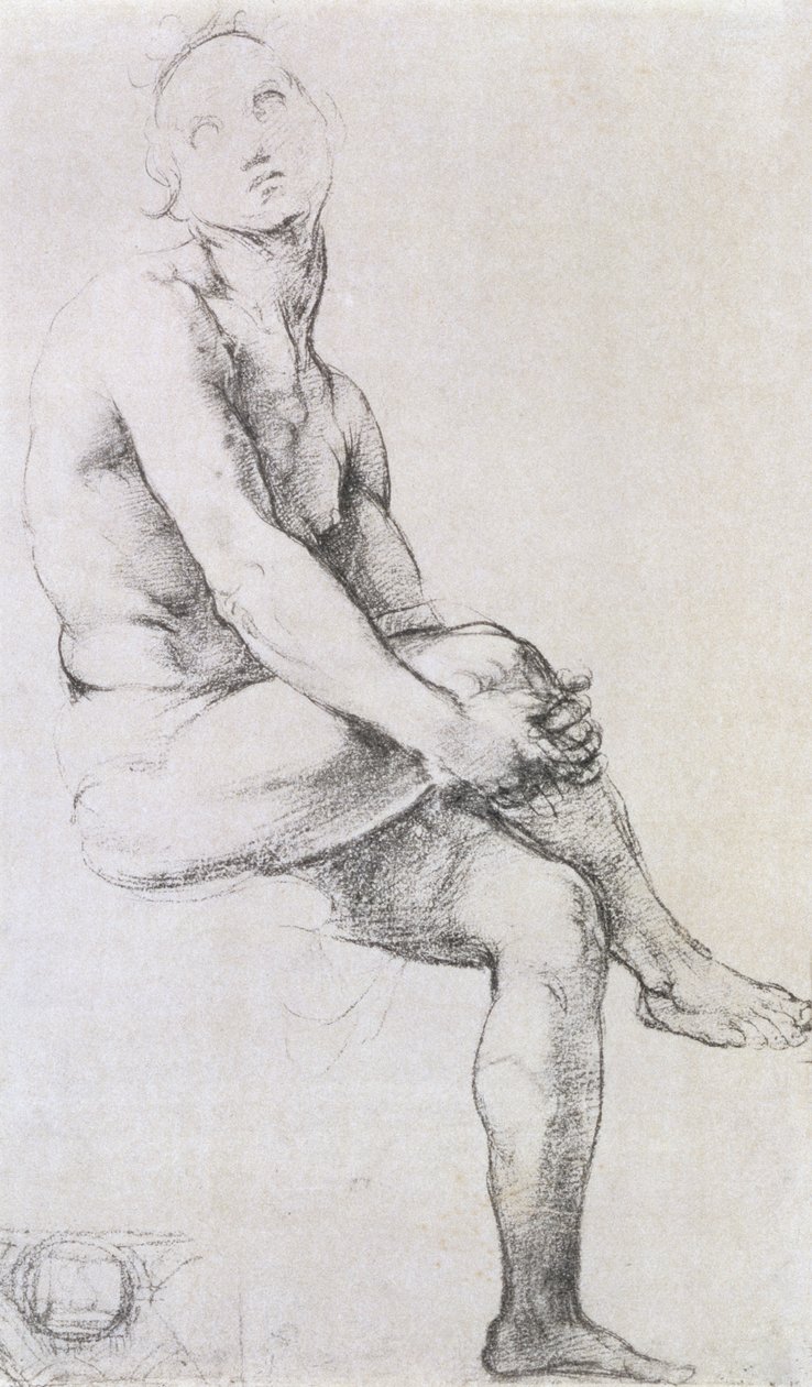 Tutkimus Adamista "Disputalle", n. 1510 (liitu) tekijältä Raffaello Sanzio Raphael