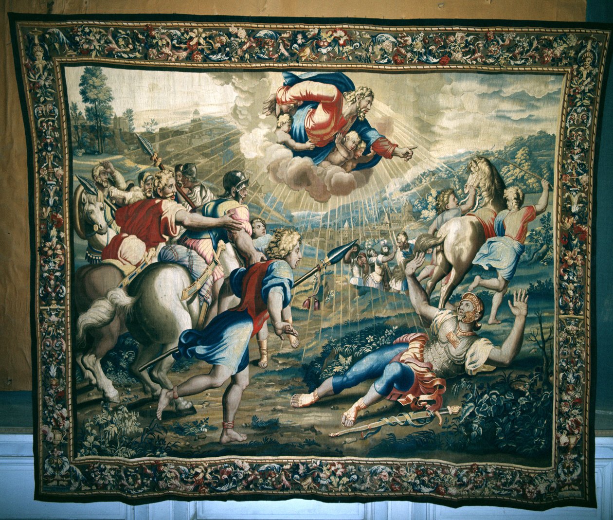 Pyhän Paavalin kääntymys sarjasta, joka kuvaa Apostolien tekoja, kudottu Beauvais-työpajassa Philippe Behaglen (1641-1705) johdolla 1695-98 (villakudos) tekijältä Raffaello Sanzio Raphael