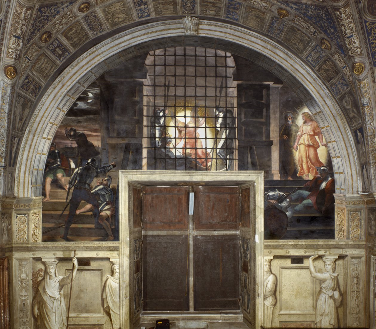 Pyhän Pietarin vapautus, Heliodoruksen huone, 1514 tekijältä Raffaello Sanzio Raphael