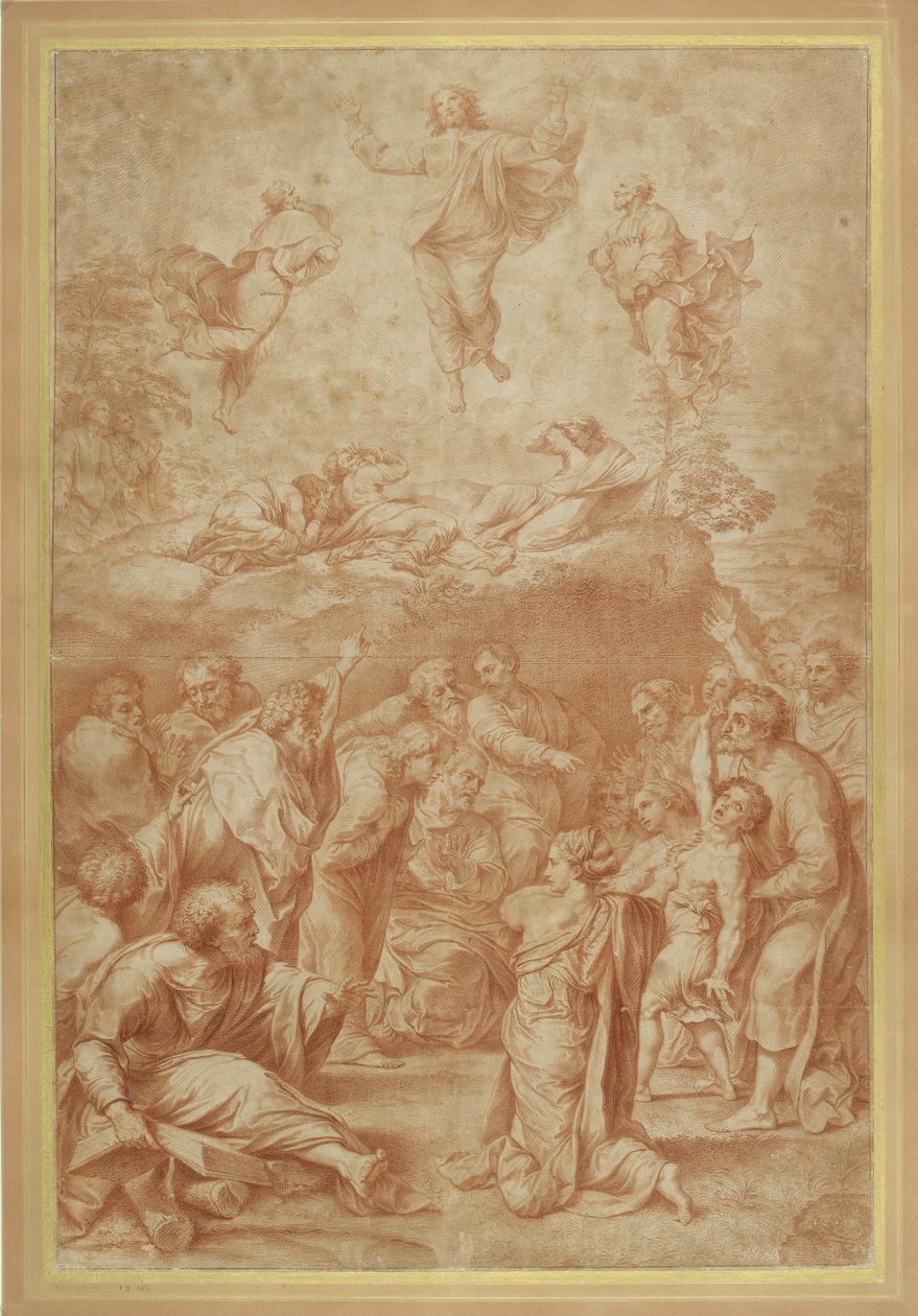 Kristuksen kirkastuminen (punainen liitu paperille) tekijältä Raffaello Sanzio Raphael