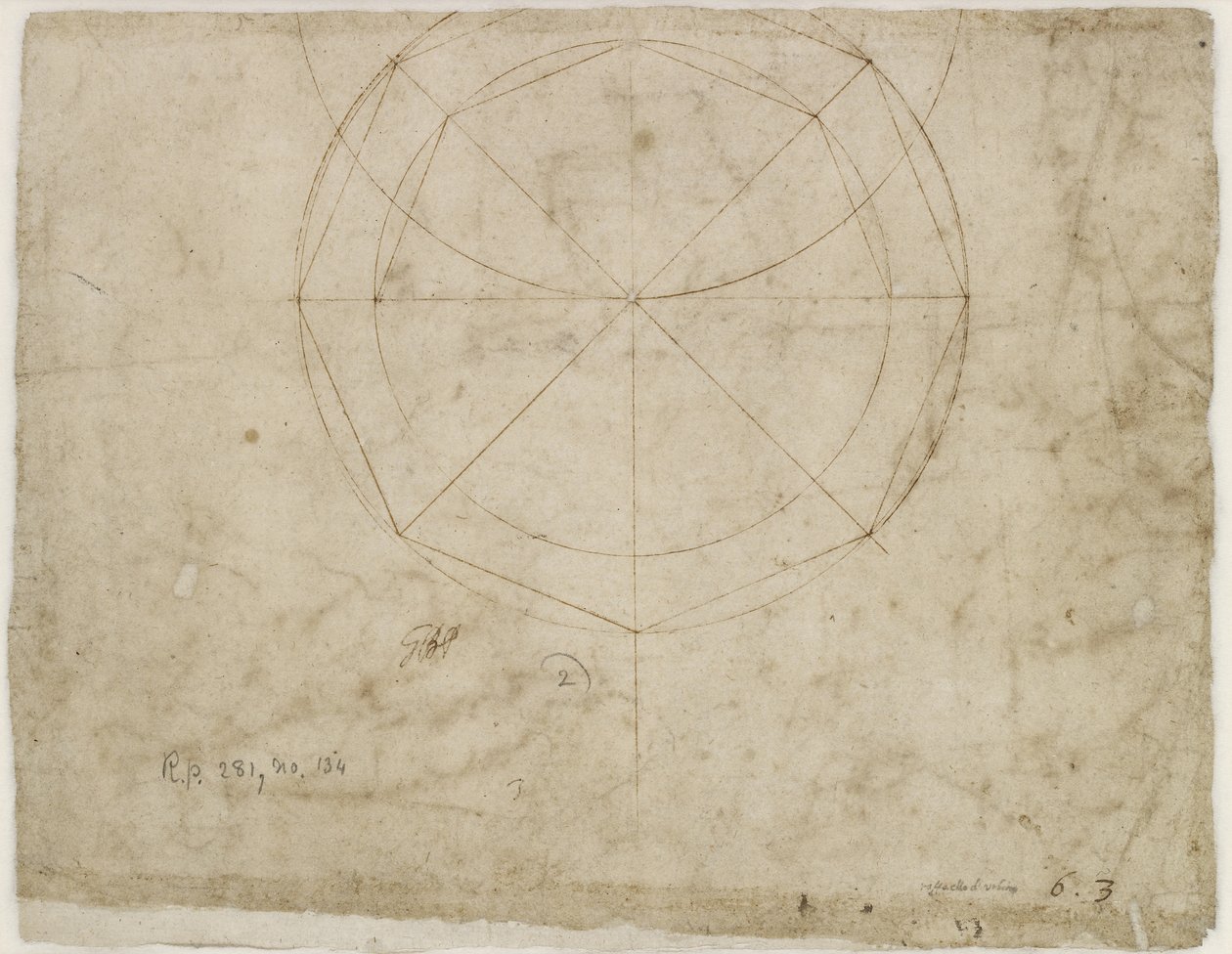 Verso: Pyöreä geometrinen muotoilu, WA1846.199 tekijältä Raffaello Sanzio Raphael