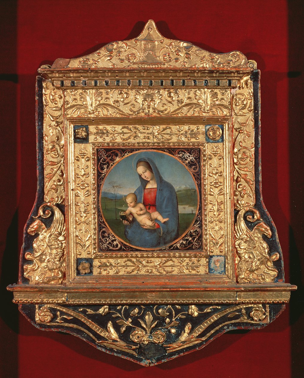Neitsyt ja lapsi, myös Madonna Conestabile (kehyksineen), n.1502-4, (öljy puulle). tekijältä Raffaello Sanzio Raphael