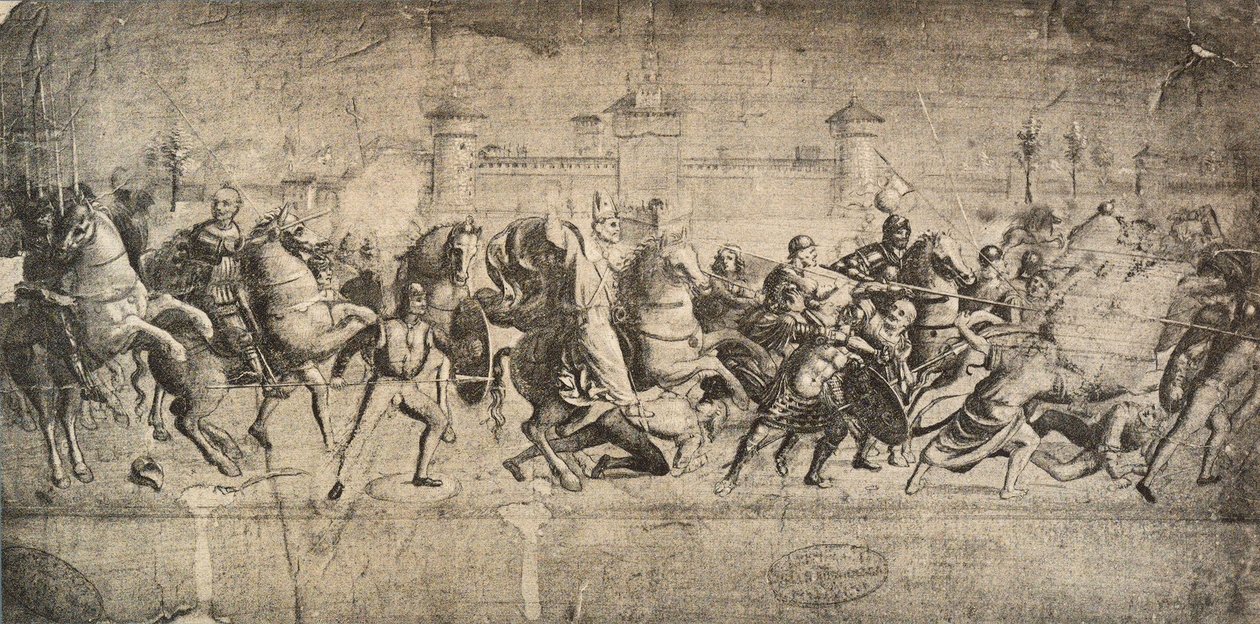 Kavalierit taistelussa; piirustus Raphael. Gallerie dellAccademia, Venetsia tekijältä Raffaello Sanzio Raphael