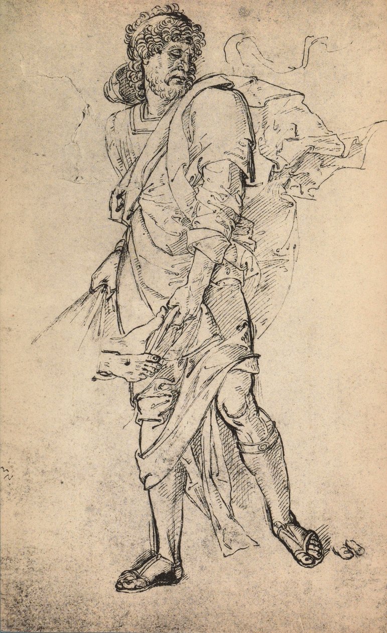 Mieshahmo vaippa; piirustus Raphael. Gallerie dellAccademia, Venetsia tekijältä Raffaello Sanzio Raphael