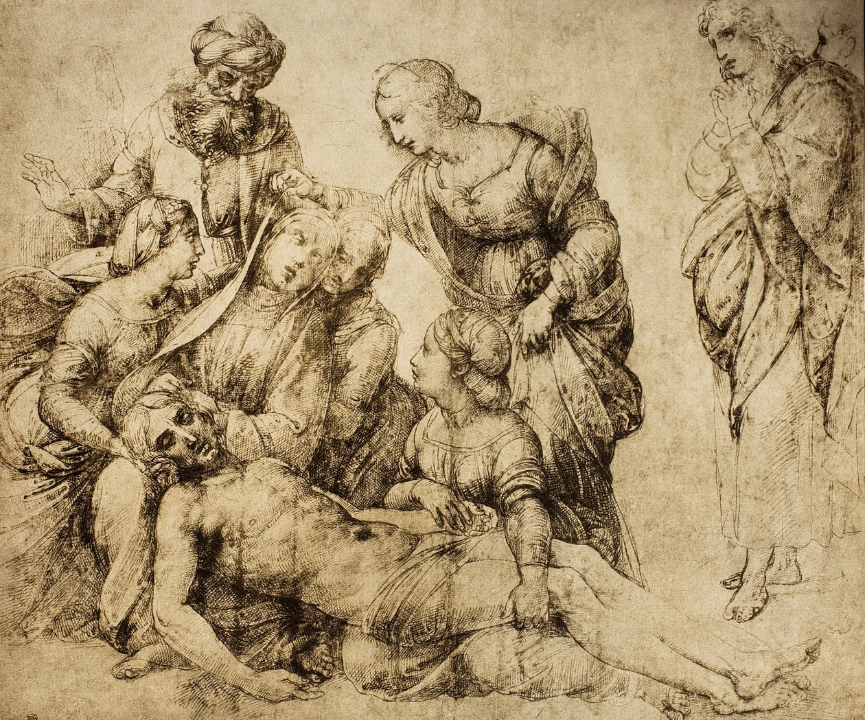 Pietà; piirustus Raphael. Louvre, Pariisi tekijältä Raffaello Sanzio Raphael