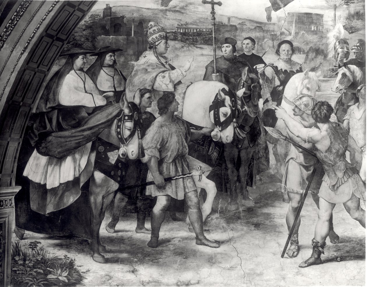 Paavi Leo I (n. 390-461) Attilan torjuminen (n. 406-453) 1511-14 (yksityiskohta 154941) tekijältä Raffaello Sanzio Raphael