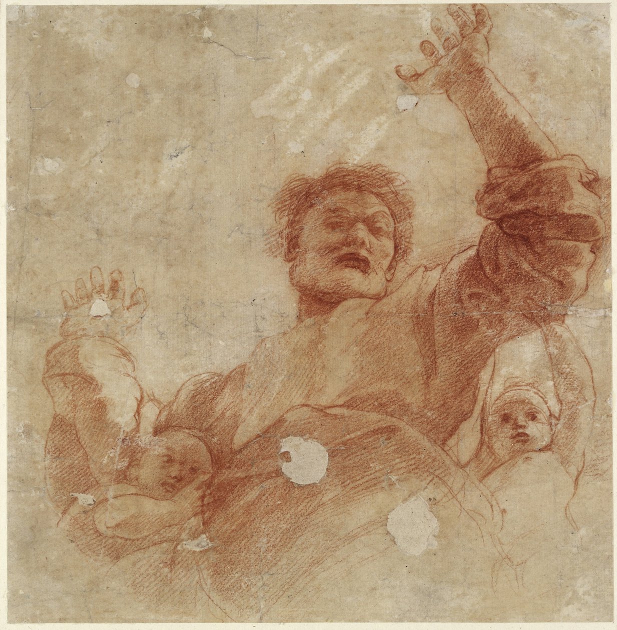 Recto: Tutkimus Kaikkivaltiaan hahmolle, WA1846.207 (punainen liitu sokean kynän päällä) tekijältä Raffaello Sanzio Raphael