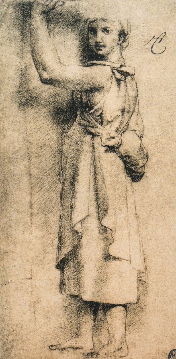 Opiskelu Camera di Eliodoron karyatidille Vatikaanissa; piirustus Raphael. Louvre, Pariisi tekijältä Raffaello Sanzio Raphael