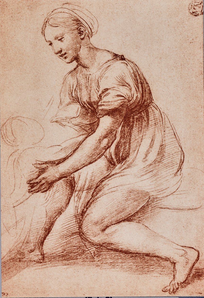 Tutkimus Francis I:n pyhää perhettä varten, n. 1500-20 (liitu paperille) tekijältä Raffaello Sanzio Raphael