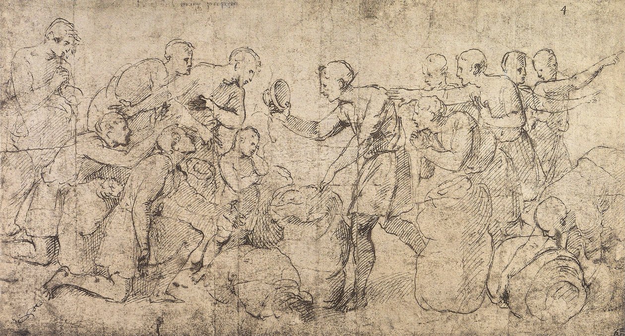 Joosefin malja, joka löydettiin Benjaminin säkistä; Raphaelin piirros Pariisin Louvre-museossa tekijältä Raffaello Sanzio Raphael