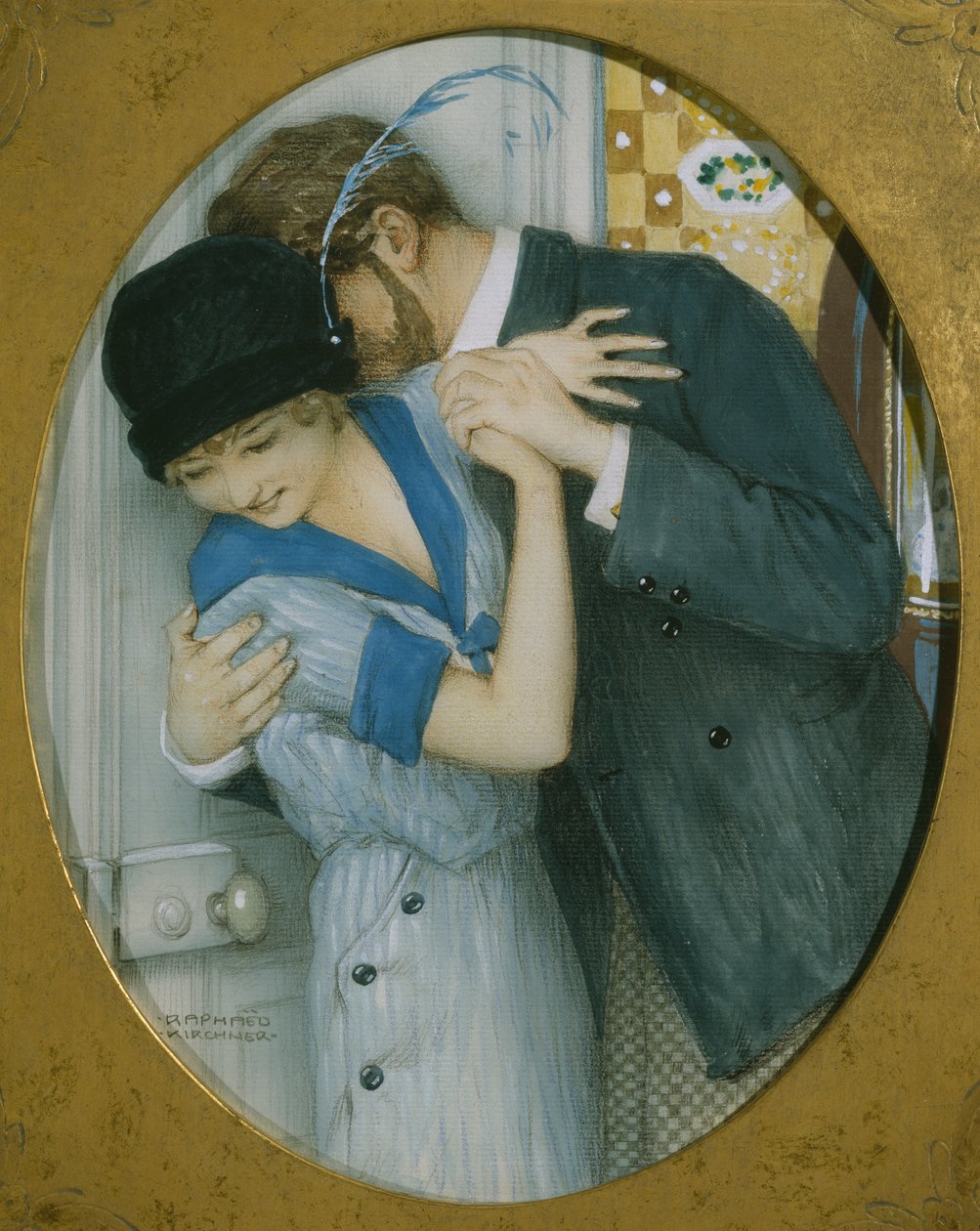 The Embrace (pastelli ja lyijykynä ja wc paperille) tekijältä Raphael Kirchner