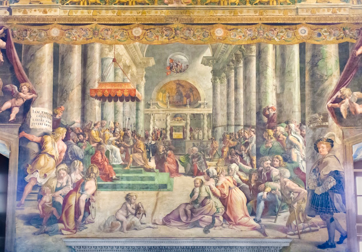 Konstantinuksen lahjoitus, noin 1520 tekijältä Raphael (1483 1520) (& studio)